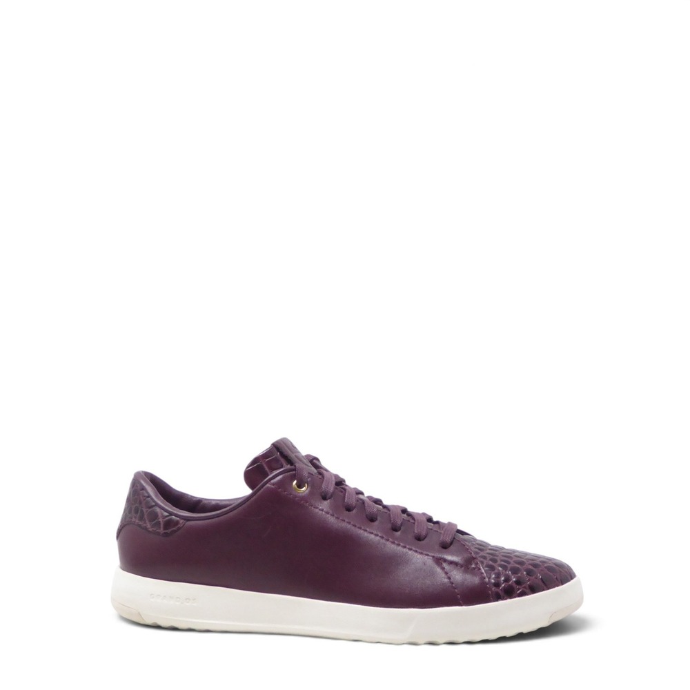 Cole Haan Womens GrandPro Tennis Sneaker Burgundy Red Leather Croc Embossed 8B